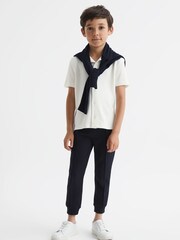 Reiss White Westley Junior Cuban Collar Ribbed Shirt - Image 4 of 6