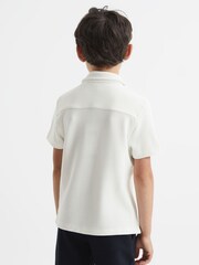 Reiss White Westley Junior Cuban Collar Ribbed Shirt - Image 5 of 6