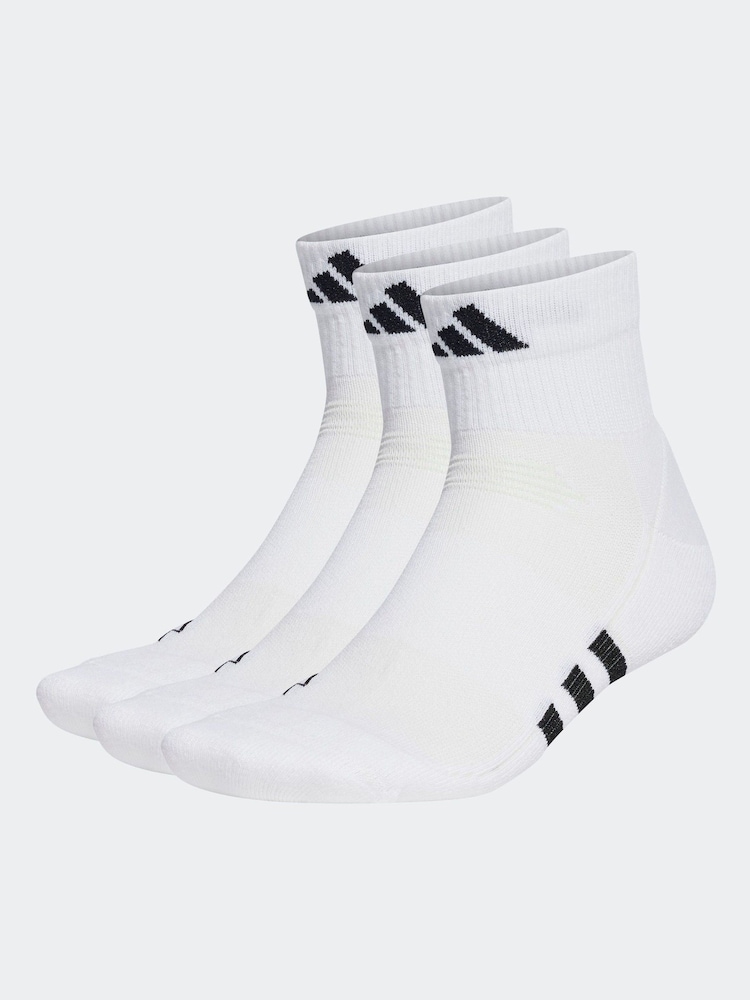 adidas White Cushioned Mid-Cut Socks 3 Pack - Image 1 of 1
