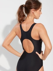 Pour Moi Black & Pink Energy Chlorine High Neck Zip Front Swimsuit - Image 3 of 5