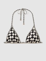 Reiss White/Black Thia Printed Triangle Bikini Top - Image 2 of 4