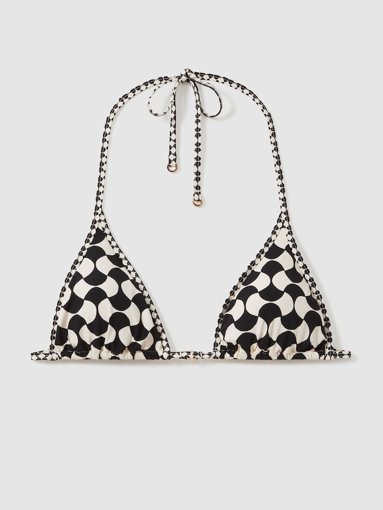 Reiss White/Black Thia Printed Triangle Bikini Top - Image 2 of 4