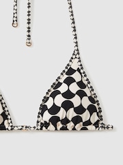 Reiss White/Black Thia Printed Triangle Bikini Top - Image 4 of 4