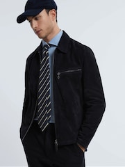 Reiss Navy Perry Atelier Metis Suede Zip-Through Jacket - Image 1 of 8