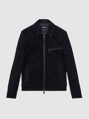 Reiss Navy Perry Atelier Metis Suede Zip-Through Jacket - Image 2 of 8