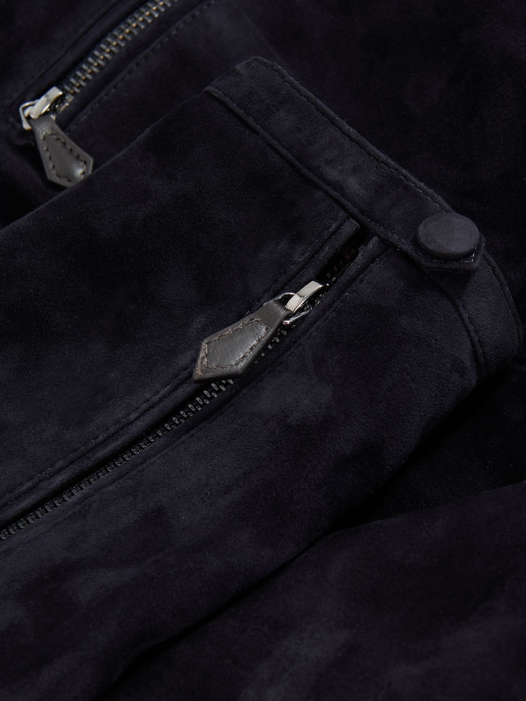 Reiss Navy Perry Atelier Metis Suede Zip-Through Jacket - Image 8 of 8