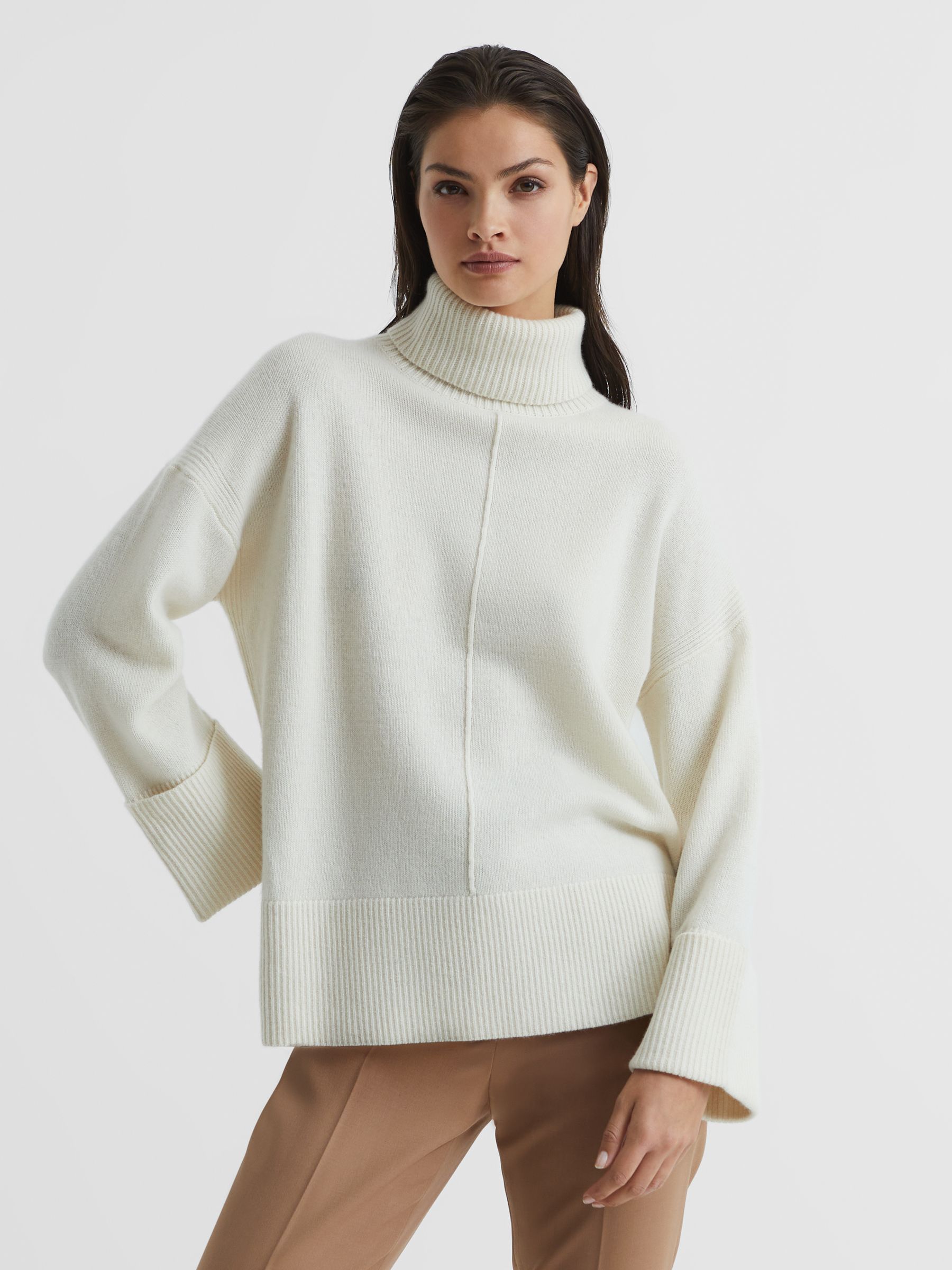 White oversized roll neck jumper online
