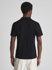 Reiss Navy Jaxx Mercerised Open Collar Polo T-Shirt - Image 5 of 6