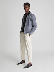 Reiss Navy Jaxx Mercerised Open Collar Polo T-Shirt - Image 6 of 6