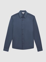 Reiss Steel Blue Baron Mercerised Jersey Shirt - Image 2 of 7