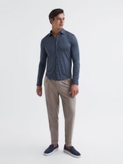 Reiss Steel Blue Baron Mercerised Jersey Shirt - Image 3 of 7