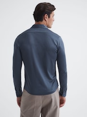 Reiss Steel Blue Baron Mercerised Jersey Shirt - Image 5 of 7