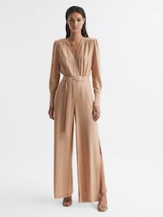Reiss Nude Luka Embellished Jumpsuit - Image 1 of 7