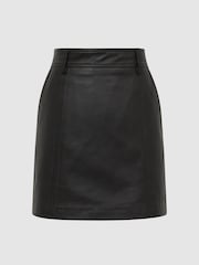 Reiss Black Eliza Leather Mini Skirt - Image 2 of 6