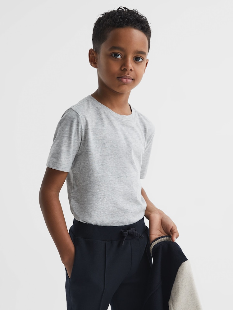 Reiss Grey Melange Bless 3-9 yrs Crew Neck T-Shirt - Image 1 of 7