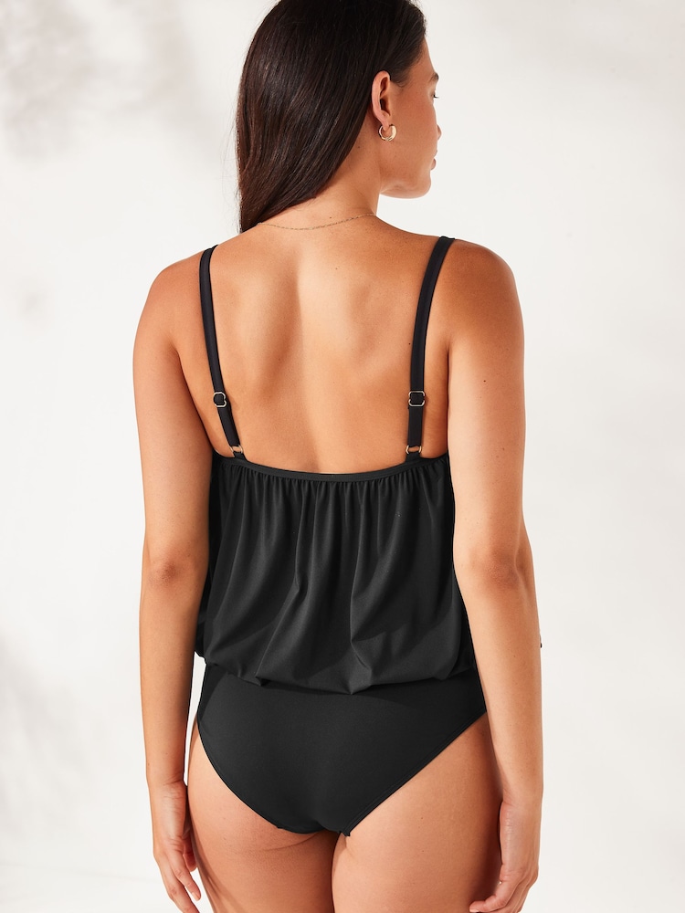 Black Print Blouson Shaping Swimsuit - Image 2 of 4
