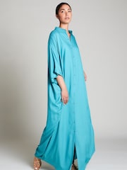 Aab Blue Shirted Kaftan - Image 4 of 4