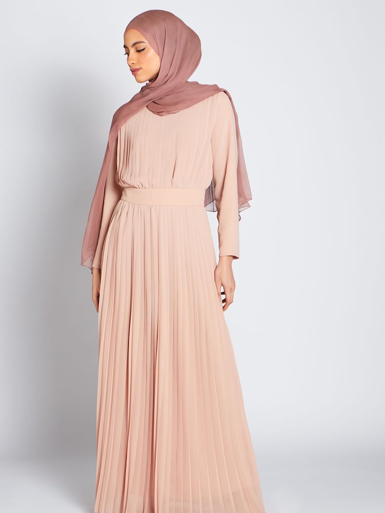 Aab Pink Pleat Maxi Dress - Image 1 of 5