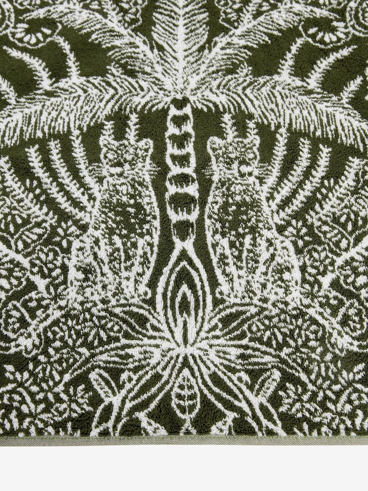 Clarke & Clarke Green Leopardo 100% Cotton Terry Bath Mat - Image 2 of 3