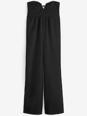 Rochelle Humes Black Wide Leg Bandeau Jumpsuit With Linen - Image 6 of 6