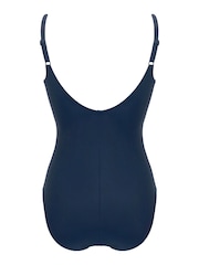 Pour Moi Blue Scoop Neck Panel Swimsuit - Image 5 of 5