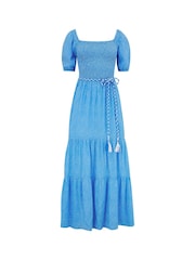Pour Moi Blue Sadie Shirred Dress - Image 4 of 5