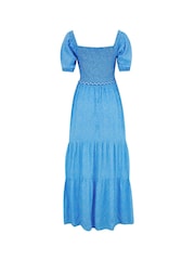 Pour Moi Blue Sadie Shirred Dress - Image 5 of 5