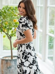 Pour Moi Black & White Evangeline Gathe Dress - Image 2 of 5