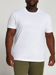 River Island White 100% Cotton Big & Tall Slim Fit T-Shirt - Image 1 of 4