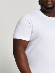 River Island White 100% Cotton Big & Tall Slim Fit T-Shirt - Image 3 of 4