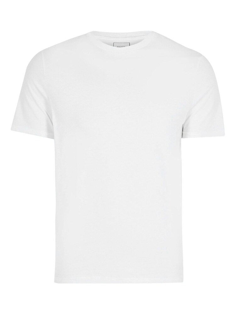 River Island White 100% Cotton Big & Tall Slim Fit T-Shirt - Image 4 of 4