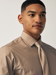 Neutral Brown Single Cuff Shirt And Tie Pack - Image 4 of 8