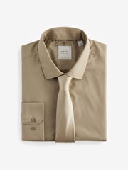 Neutral Brown Single Cuff Shirt And Tie Pack - Image 6 of 8