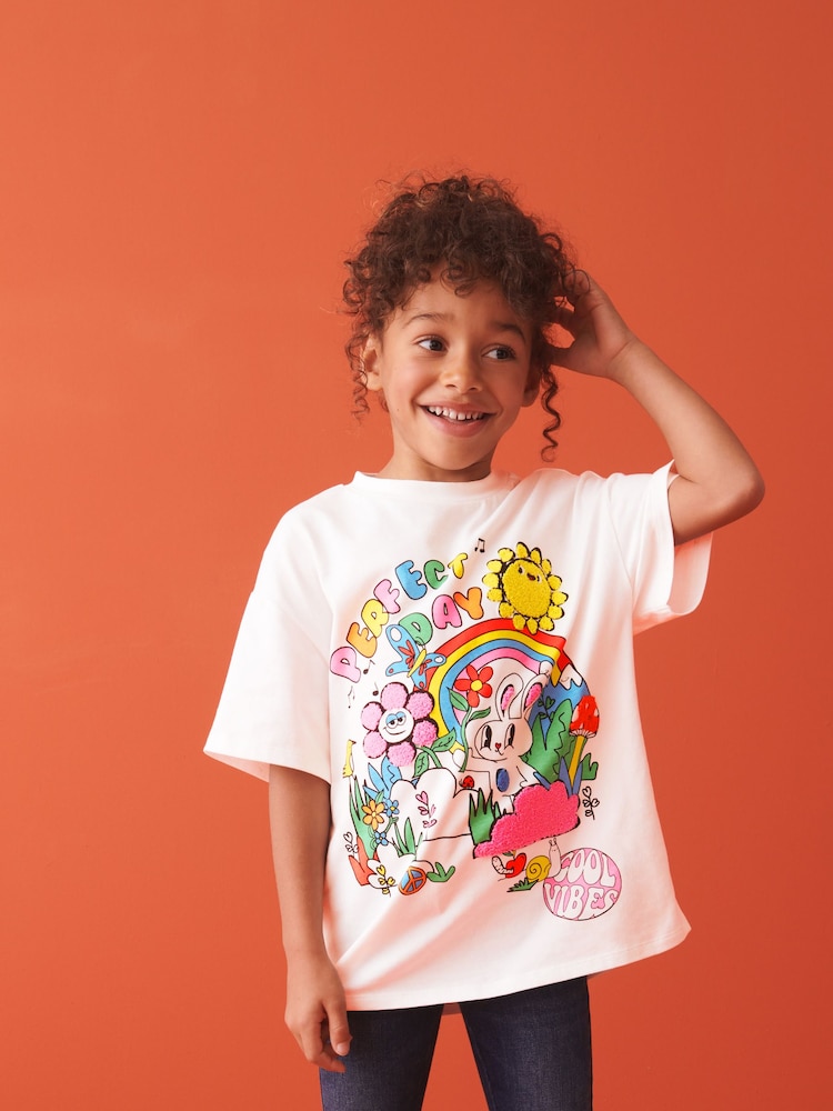 Ecru Oversized Graphic T-Shirt (3-16yrs) - Image 1 of 7