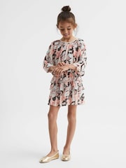 Reiss Blue Print Kayla 9-12 yrs Printed Ruffle Dress - Image 1 of 6