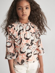 Reiss Blue Print Angelica 3-9 yrs Printed Ruffle Blouse - Image 3 of 4