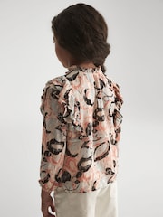 Reiss Blue Print Angelica 3-9 yrs Printed Ruffle Blouse - Image 4 of 4