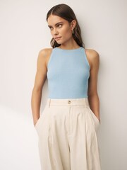 Emme Marella Blue Cigno Knit Tank Top - Image 1 of 4