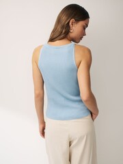 Emme Marella Blue Cigno Knit Tank Top - Image 3 of 4