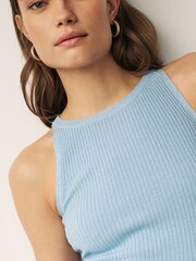 Emme Marella Blue Cigno Knit Tank Top - Image 4 of 4