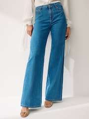 Emme by Marella Blue Crespo Denim Wide Leg Jeans - Image 1 of 4