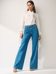 Emme by Marella Blue Crespo Denim Wide Leg Jeans - Image 2 of 4