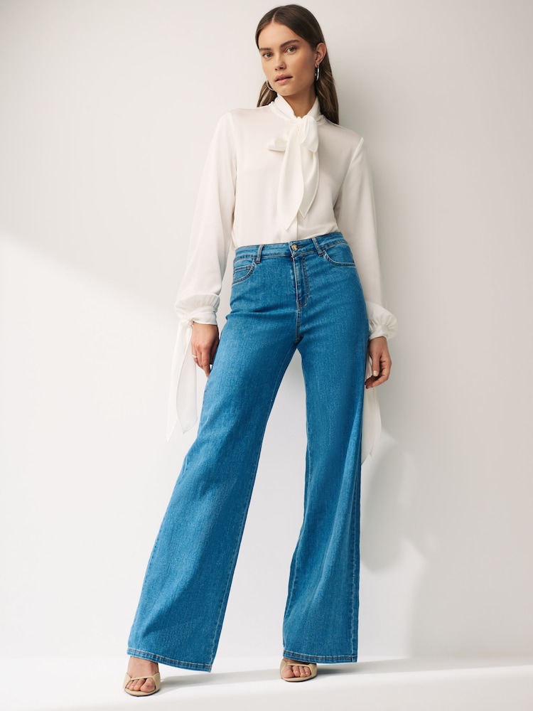 Emme by Marella Blue Crespo Denim Wide Leg Jeans - Image 2 of 4