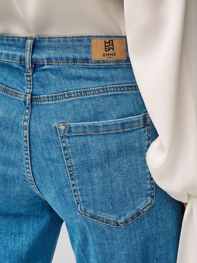 Emme by Marella Blue Crespo Denim Wide Leg Jeans - Image 4 of 4