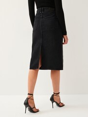 Paige Siren Denim Black Midi Skirt - Image 3 of 5