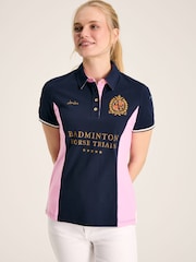 Joules Official Badminton Navy & Pink Polo Shirt - Image 1 of 6