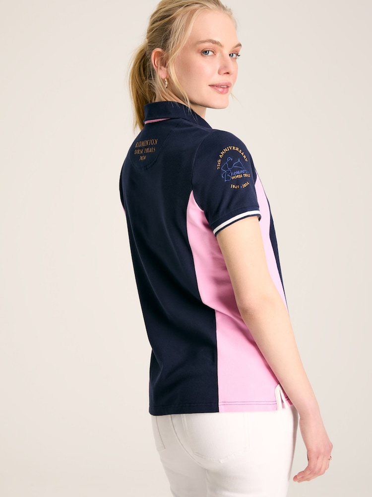 Joules Official Badminton Navy & Pink Polo Shirt - Image 2 of 6