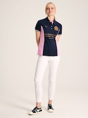 Joules Official Badminton Navy & Pink Polo Shirt - Image 3 of 6