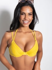 Pour Moi Yellow Gold Coast Double Strap Bikini Top - Image 3 of 5