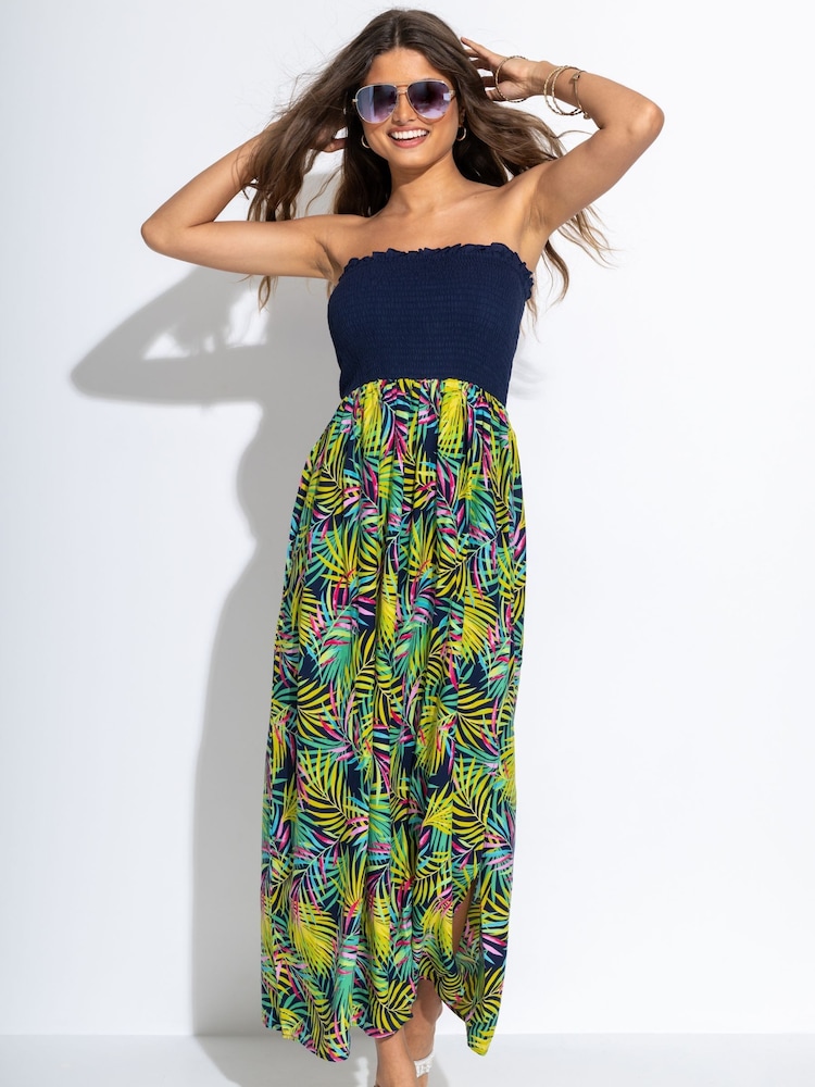 Pour Moi Black Tropical Removable Strap Dress - Image 1 of 5 Pour Moi Black Tropical Removable Strap Dress - Image 1 of 5